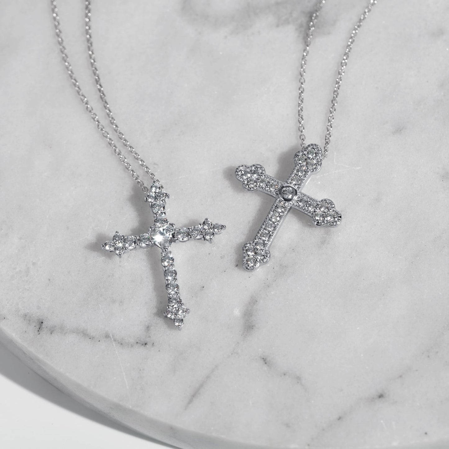 Cross & Heart Pendant Necklace