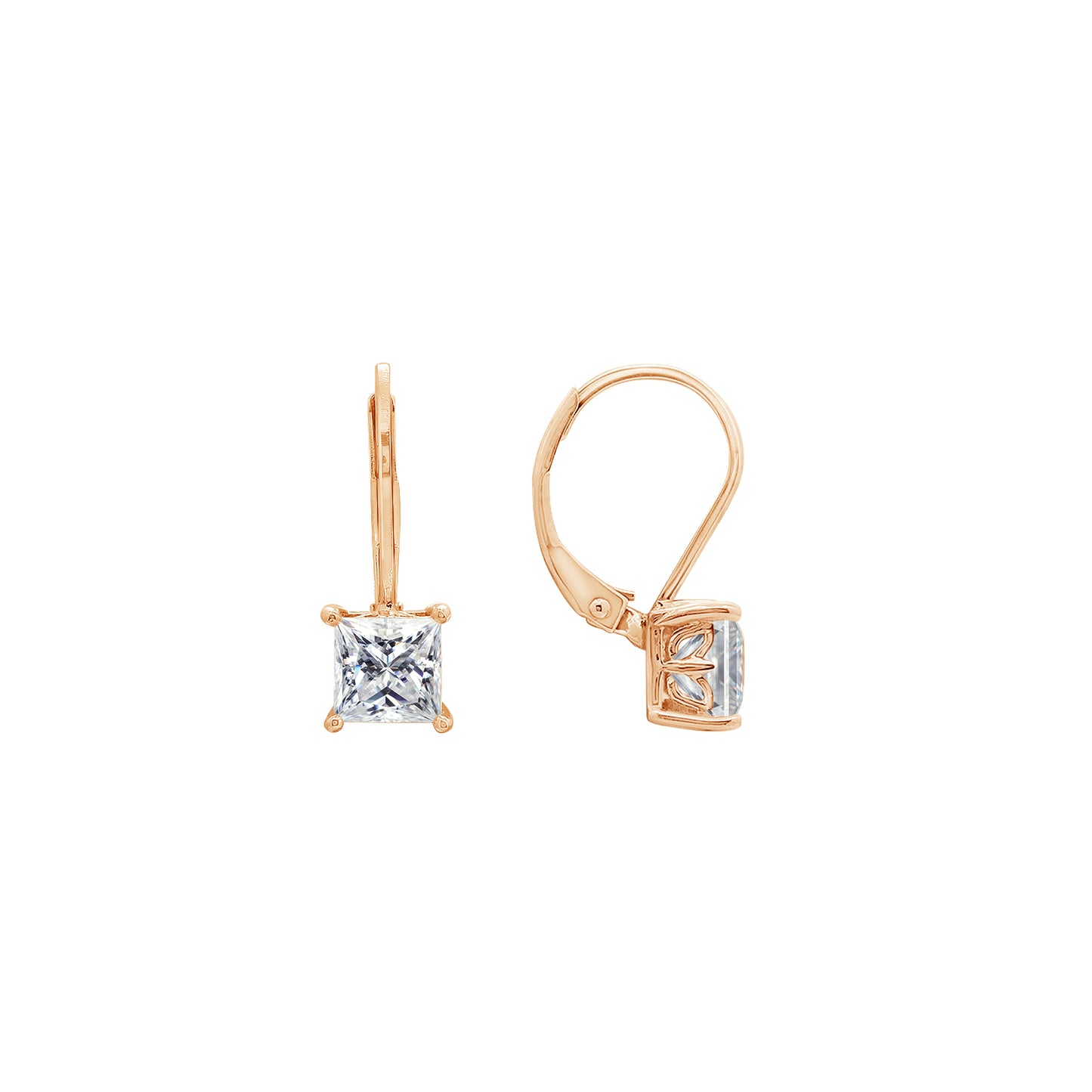 2.00 cttw Princess-Cut Lever Back Earring