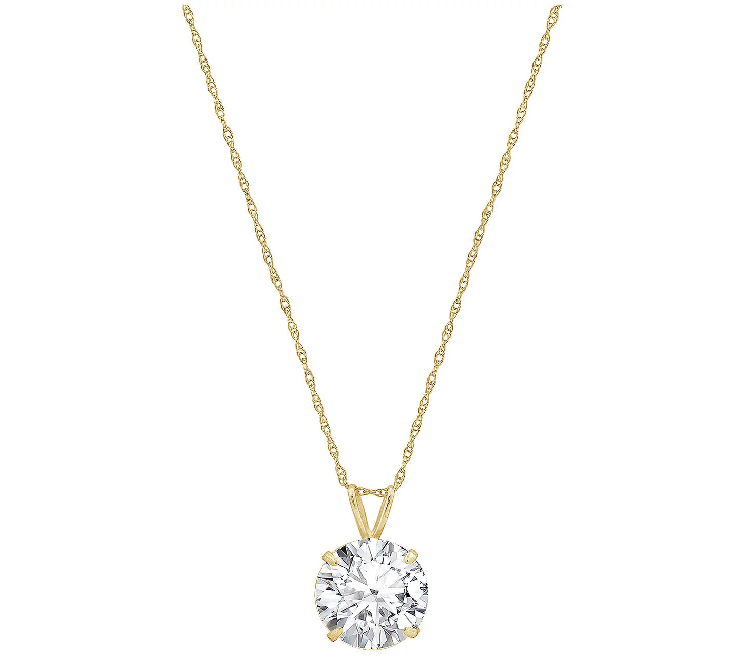 Solid Gold 4.00 cttw Round Pendant With Chain