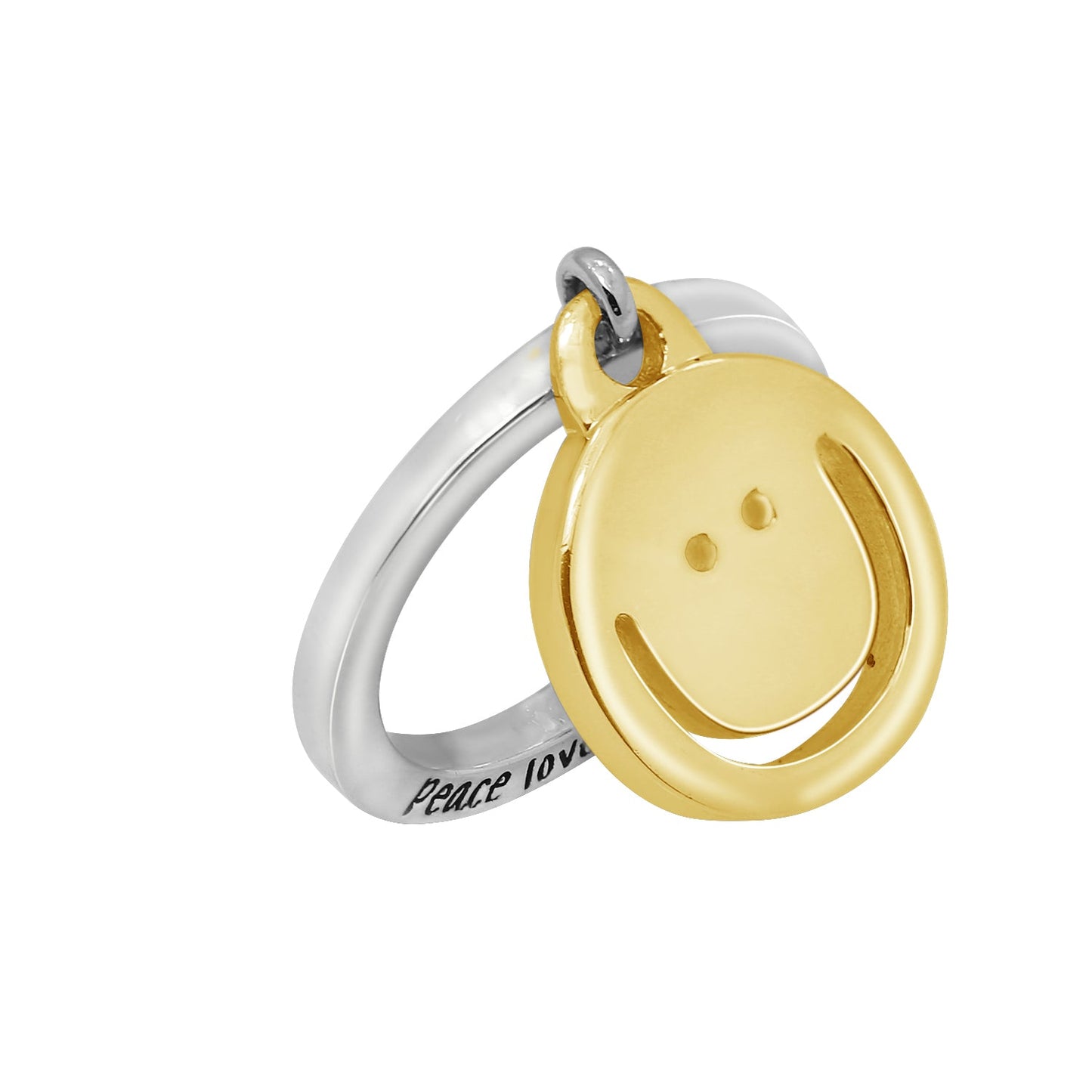 Peace Love World Sterling Silver Charm Dangle Ring JER16699