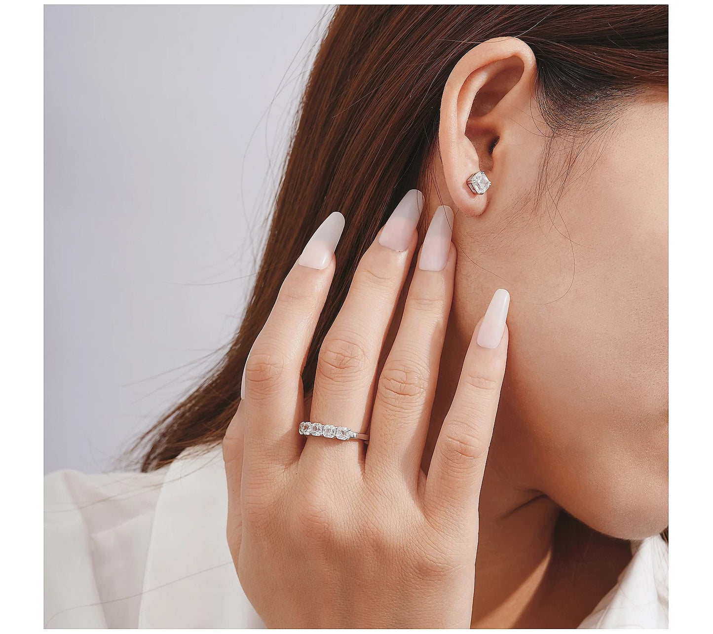 Asscher-Cut Band Ring & Earrings Set