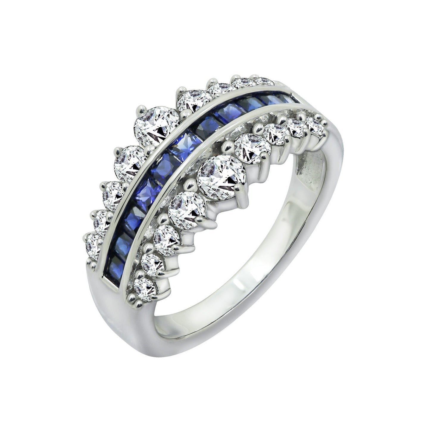 Channel-Set Baguette Sapphire Multi-Row Ring R12392
