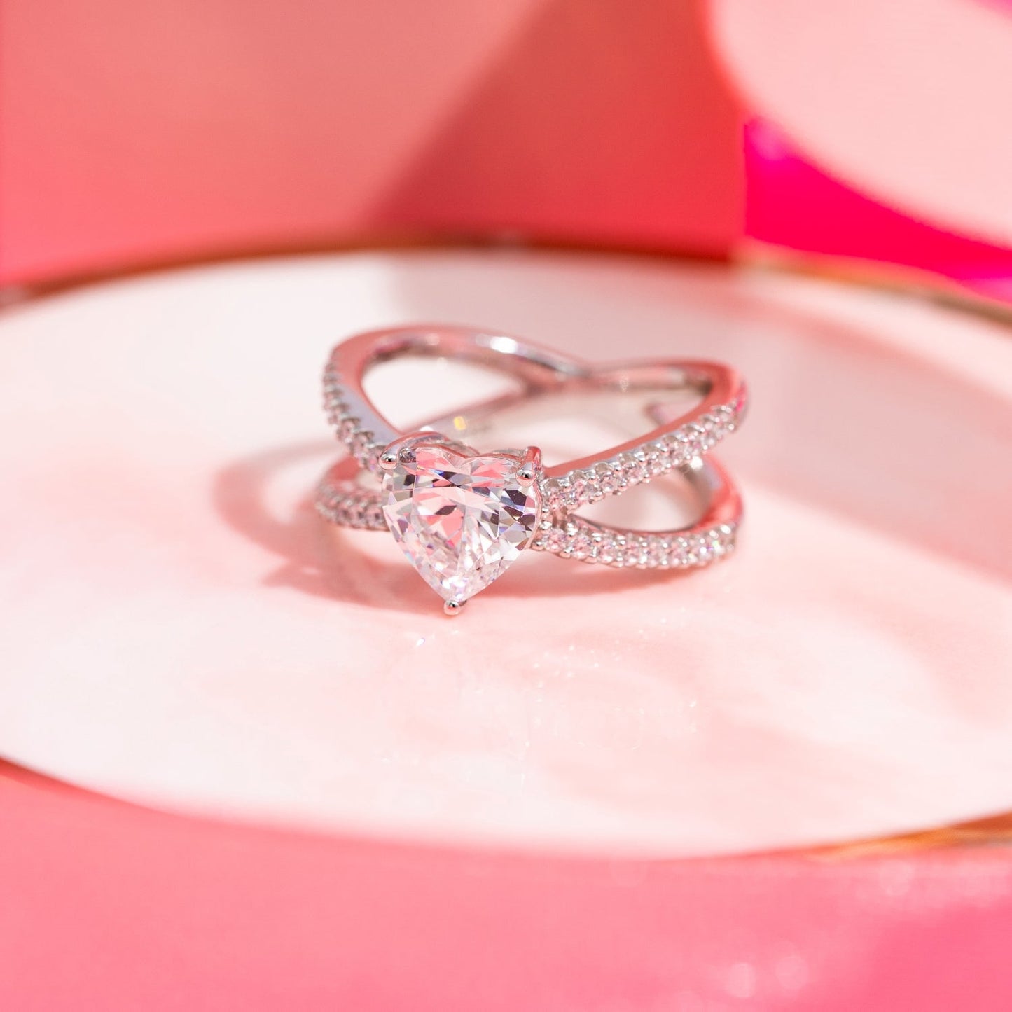 X Split Shank Heart Solitaire Ring JER25942