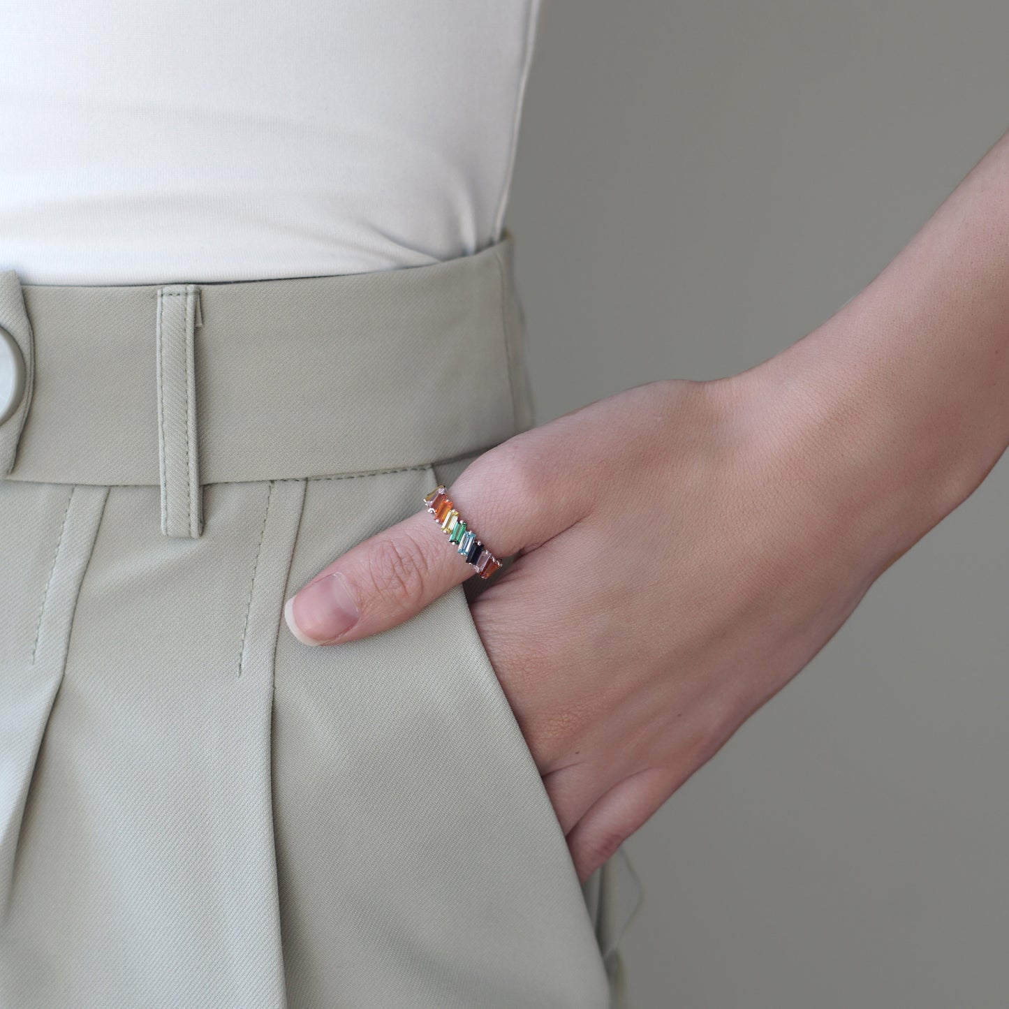 Diagonal Baguette Eternity Band Ring