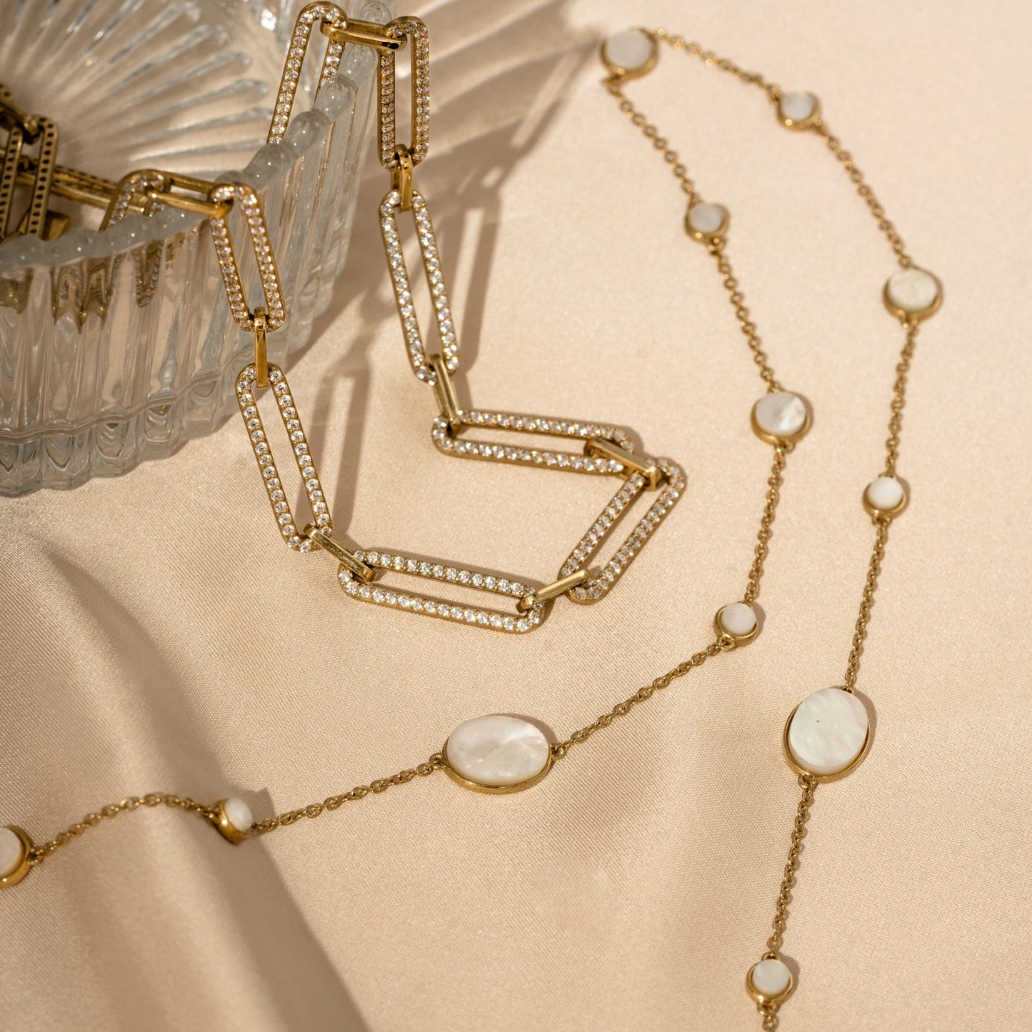 Pave Flat Oval Link Chain