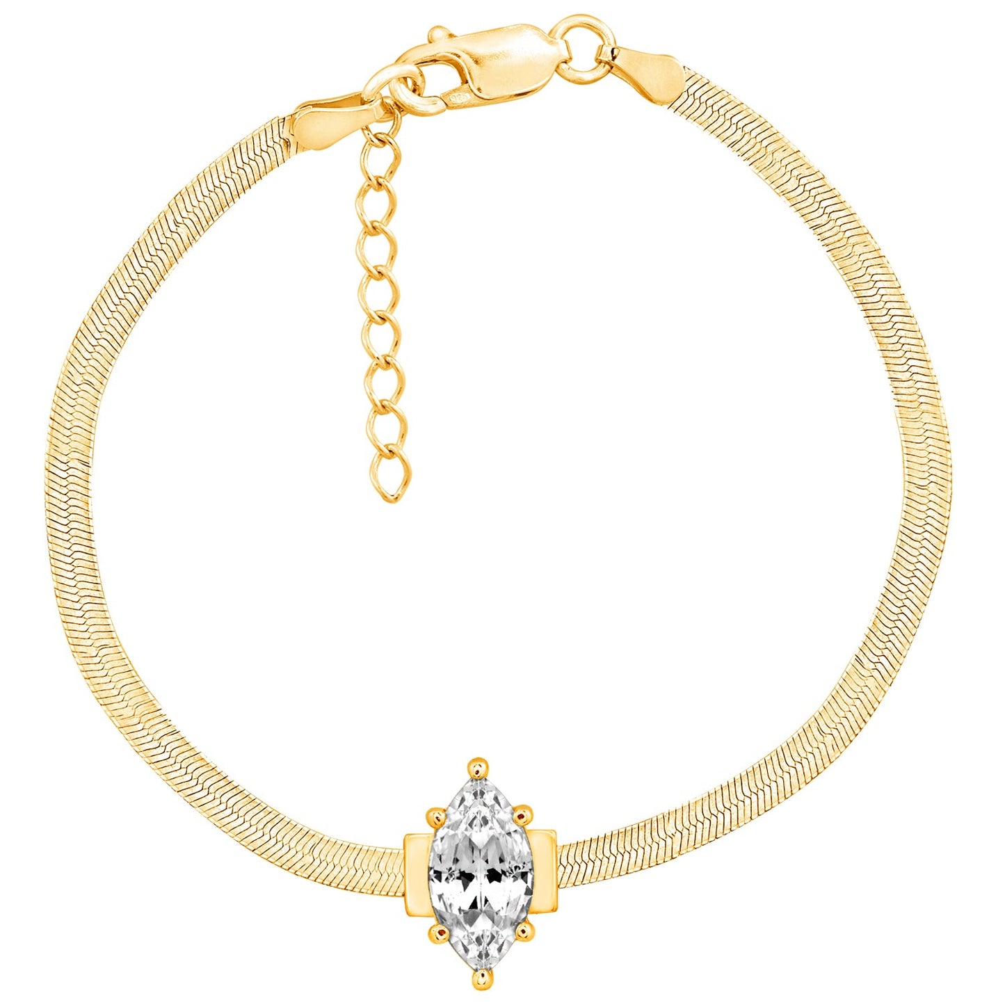 Marquise Solitaire Herringbone Bracelet JEB22350