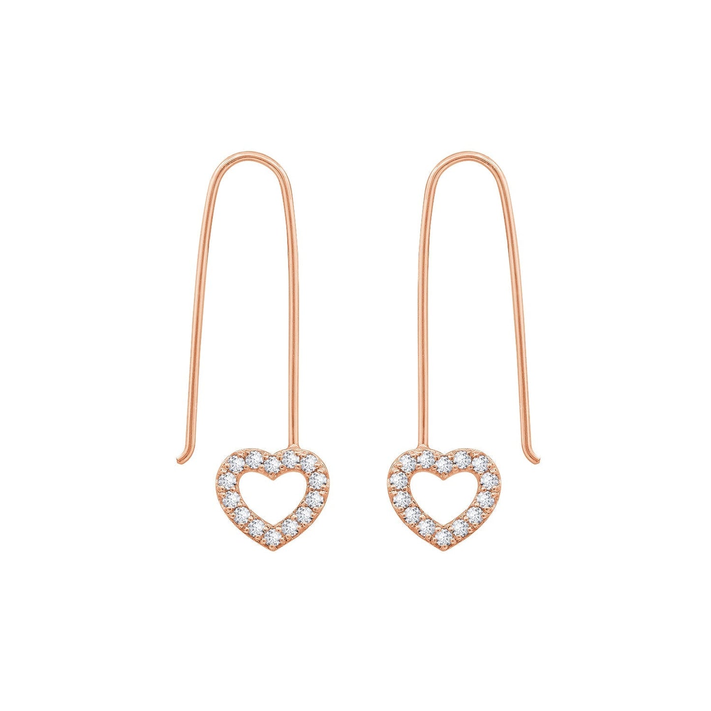 Pave Heart Dangle Oval Hoop Earrings JEE19894