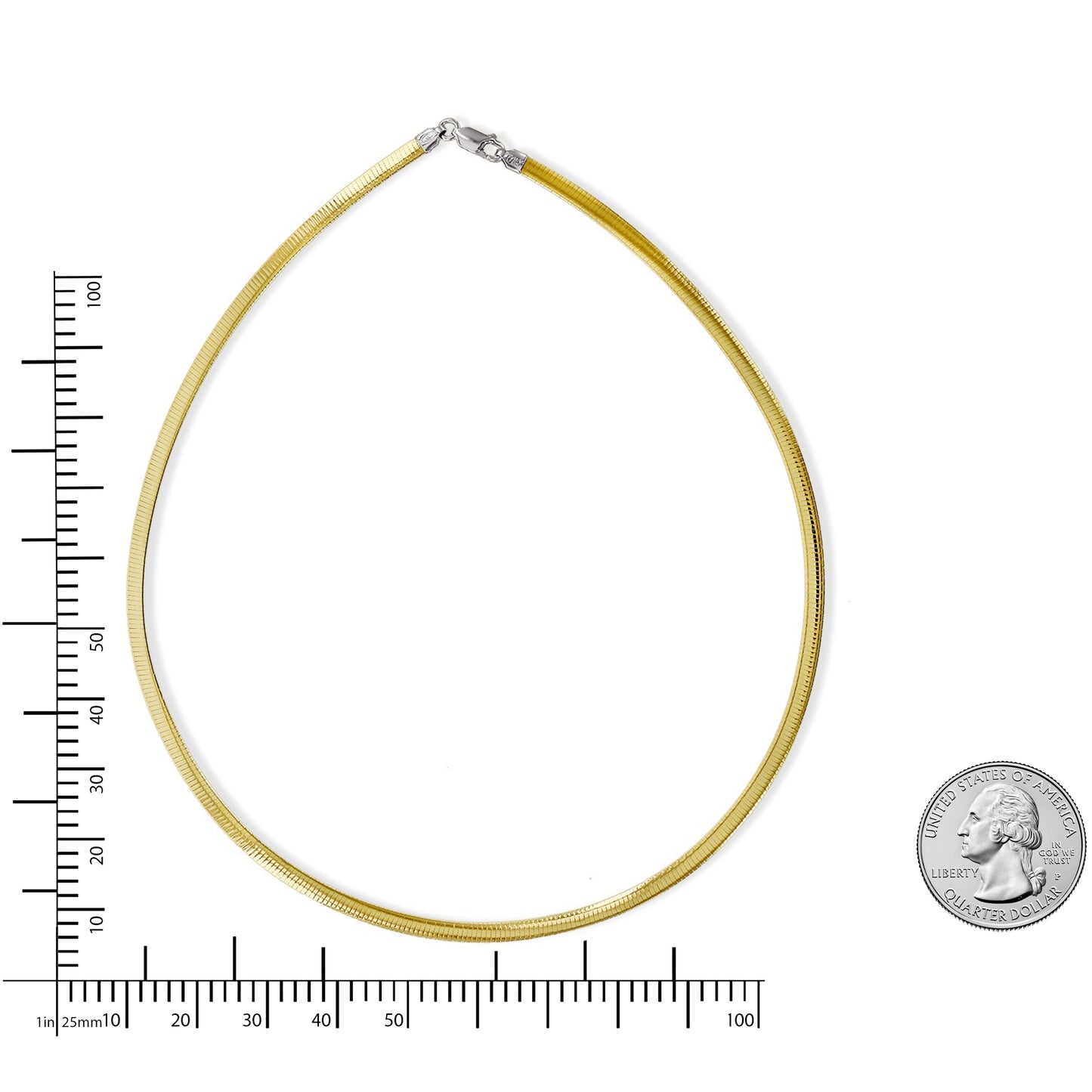 4mm Reversible Domed Avvollo Omega Necklace, 18"