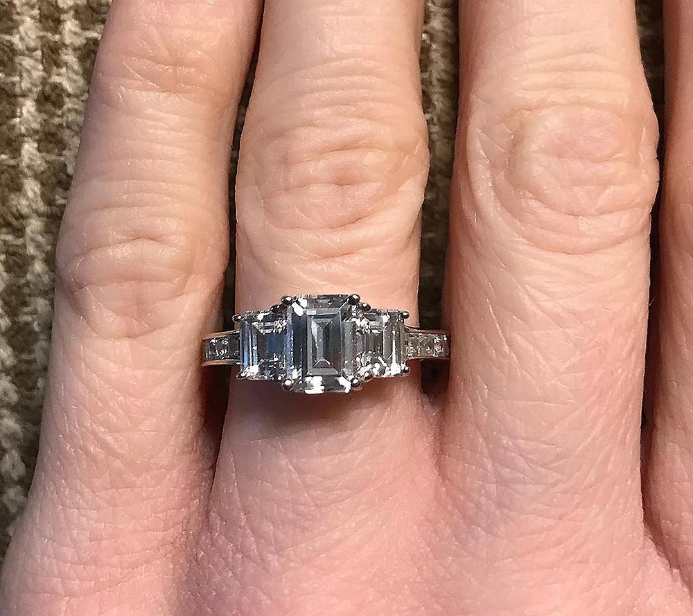 3.40 cttw Emerald Cuts 3 Stone Ring