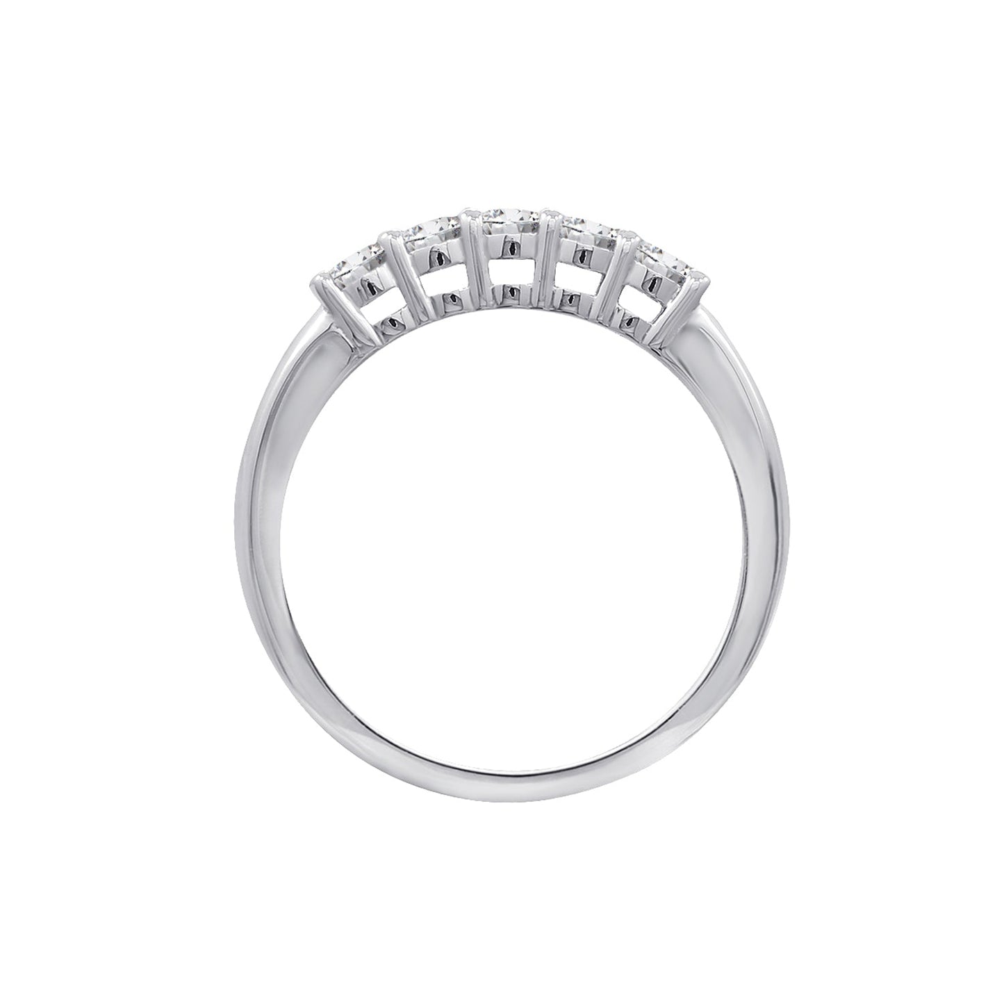 3mm Round Cut 5 Stones Band Ring
