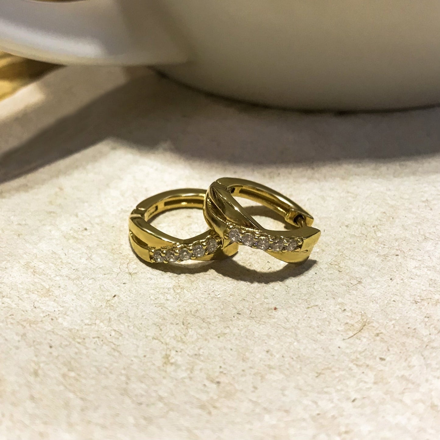 Criss Cross Huggie Hoops