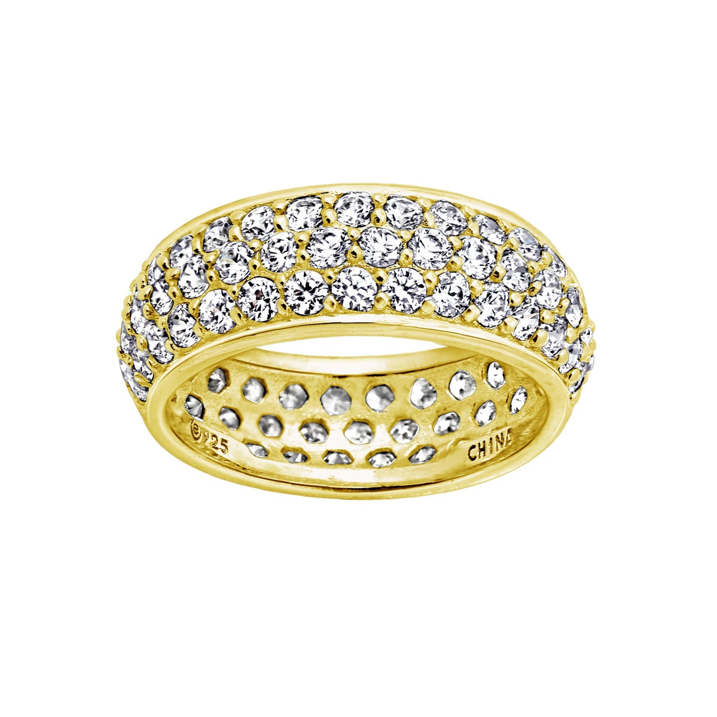 Three-Row Pave Round Cut Ring