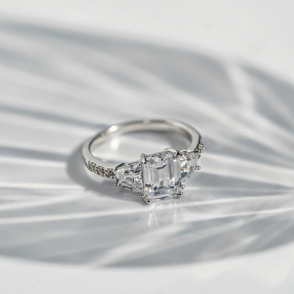 Emerald Cut with Trapeze Side Stone Cocktail Ring R2429301