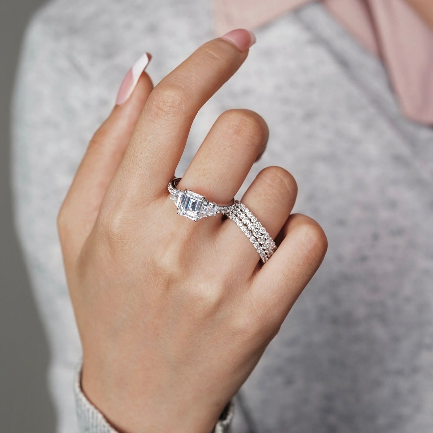 Emerald Cut with Trapeze Side Stone Cocktail Ring R2429301