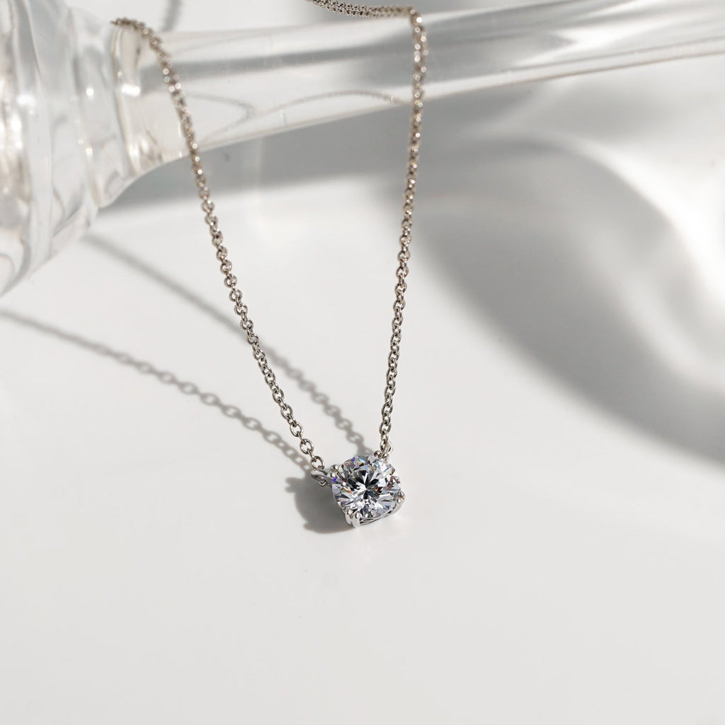 Sterling 1.00 cttw Round Solitare Necklace JEP17604