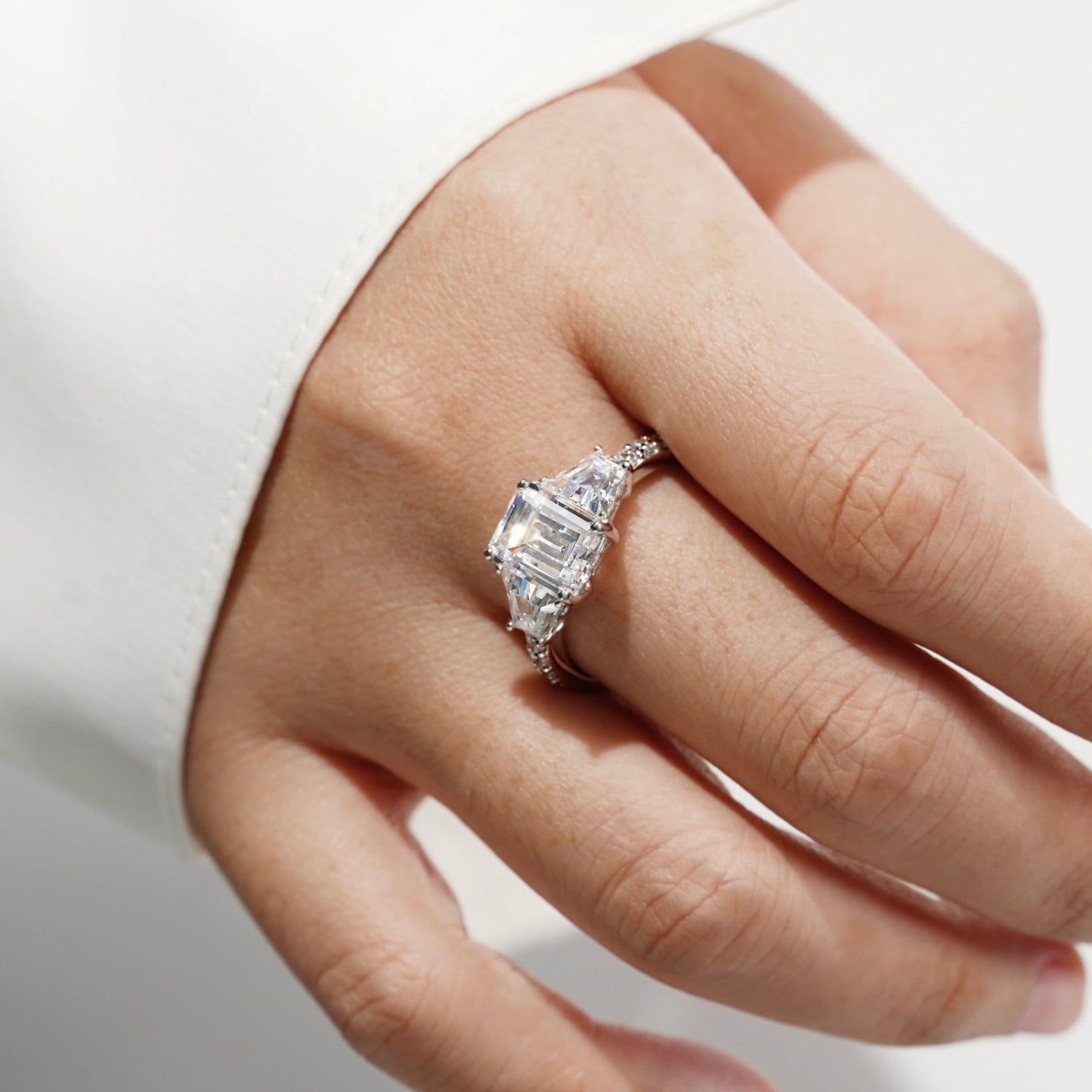 Emerald Cut with Trapeze Side Stone Cocktail Ring R2429301