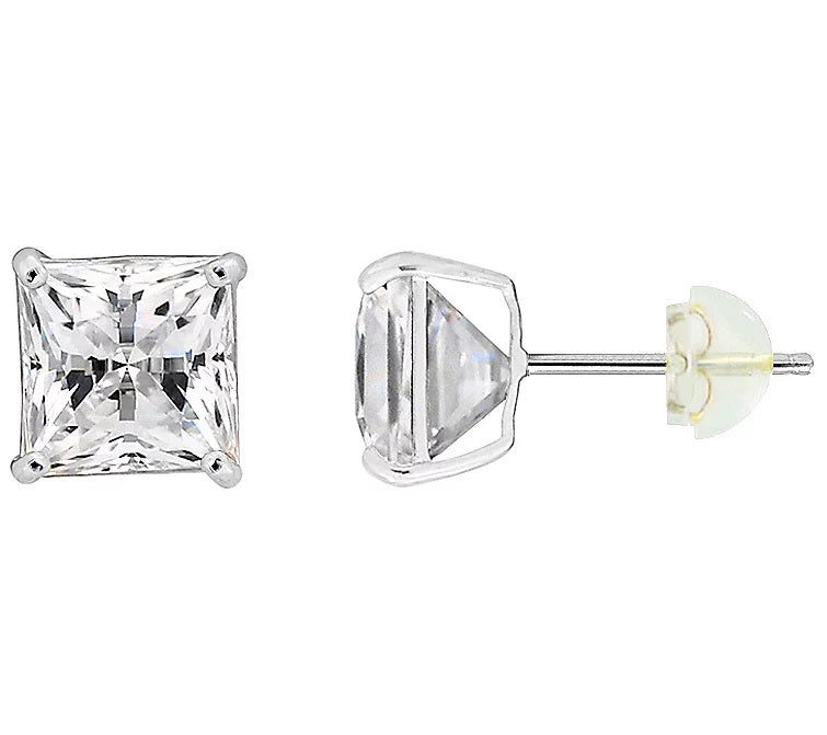 Solid Gold 3.00 cttw Princess Cut Prong Set Stud Earrings