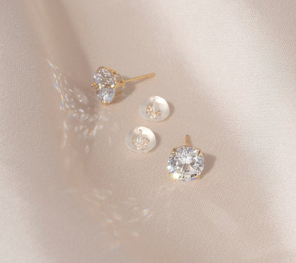 Solid Gold 2.00 cttw Round Solitaire Stud Earrings