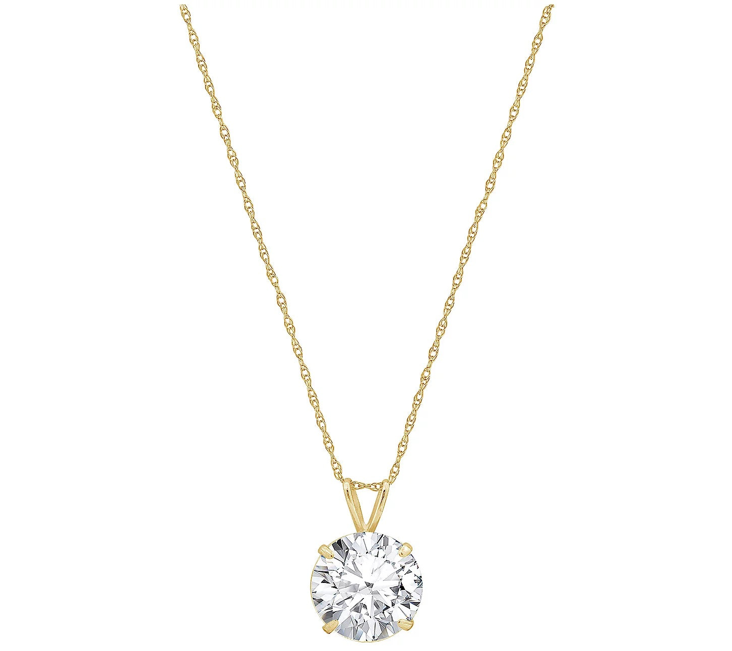 Solid Gold 4.00 cttw Round Pendant With Chain