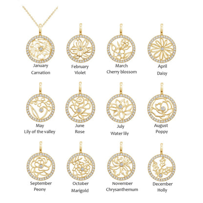 Birth Month Flower Pendant w/ Chain JEP23572