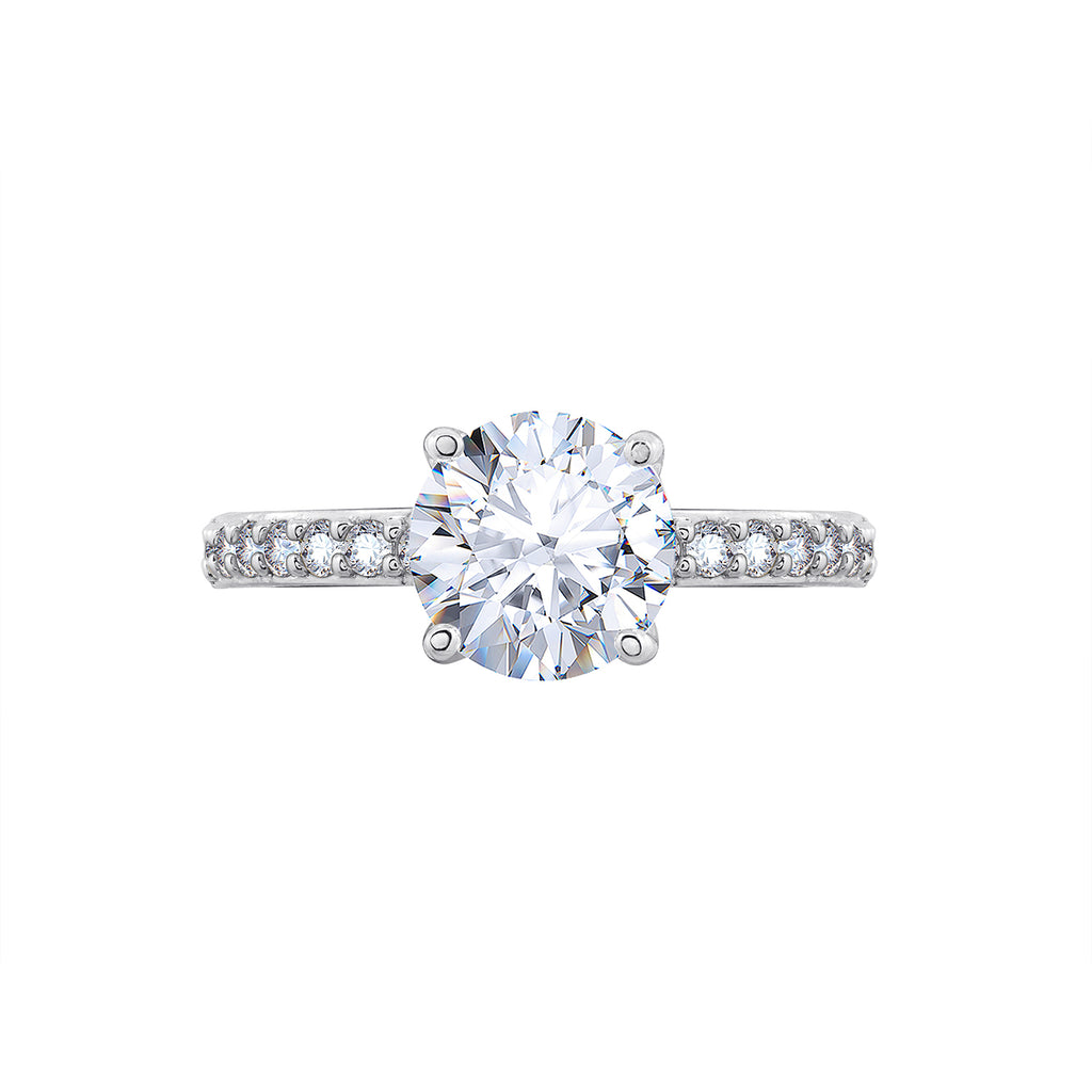 2.25 cttw Round Cut Pave Shank Solitaire Ring
