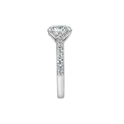 2.25 cttw Round Cut Pave Shank Solitaire Ring
