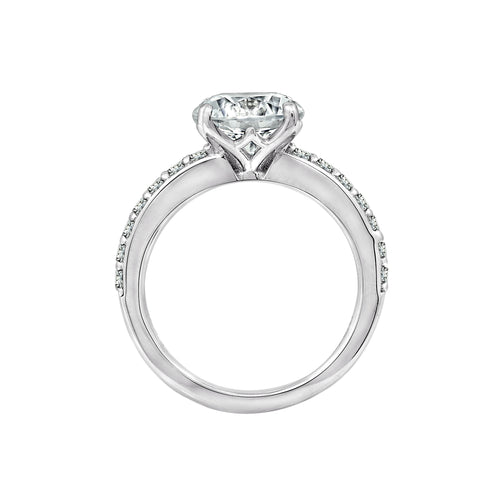 2.25 cttw Round Cut Pave Shank Solitaire Ring