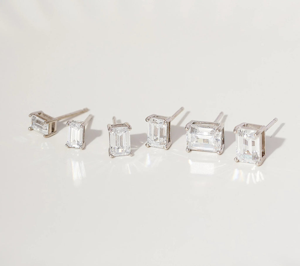 1.75 cttw Emerald Cut Solitaire Earrings, Set of 3