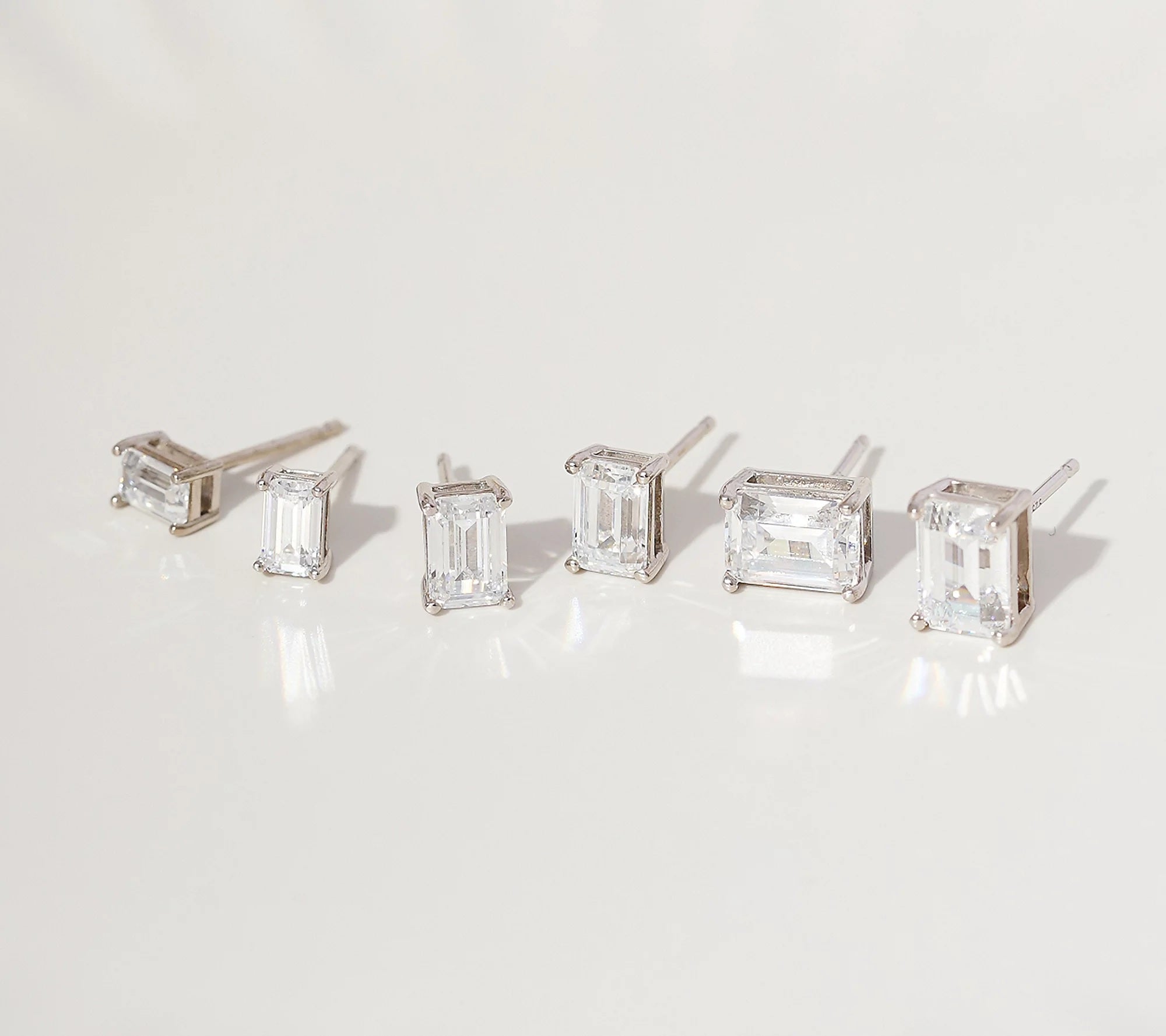 1.75 cttw Emerald Cut Solitaire Earrings, Set of 3