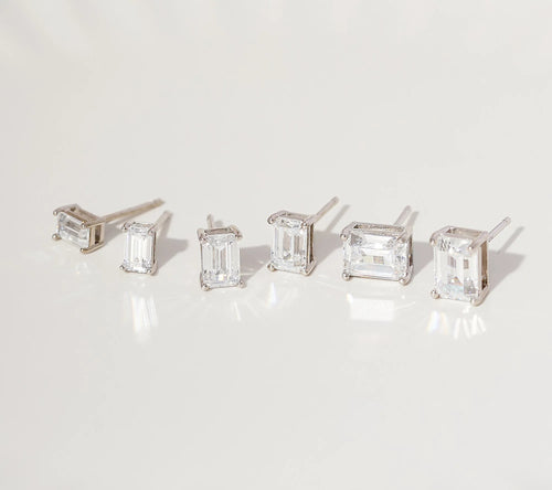 1.75 cttw Emerald Cut Solitaire Earrings, Set of 3