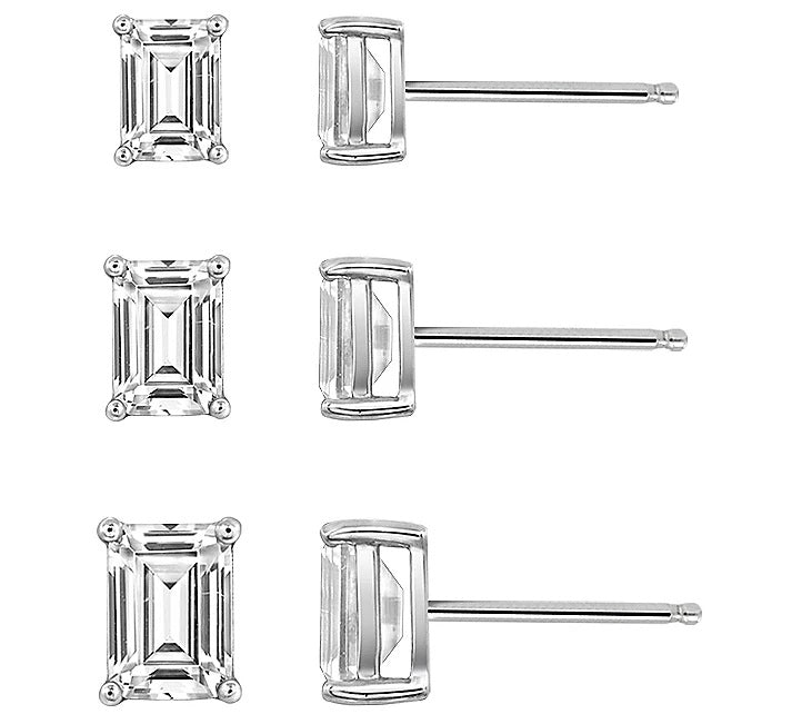 1.75 cttw Emerald Cut Solitaire Earrings, Set of 3