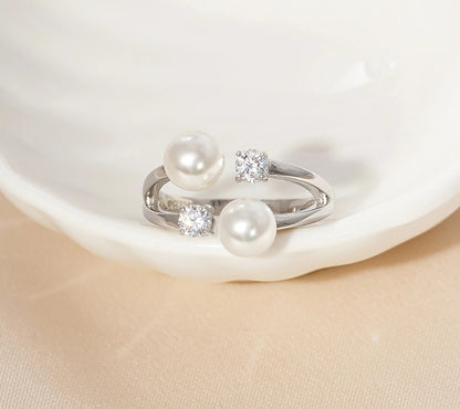Double Cultured Pearl Cuff Ring