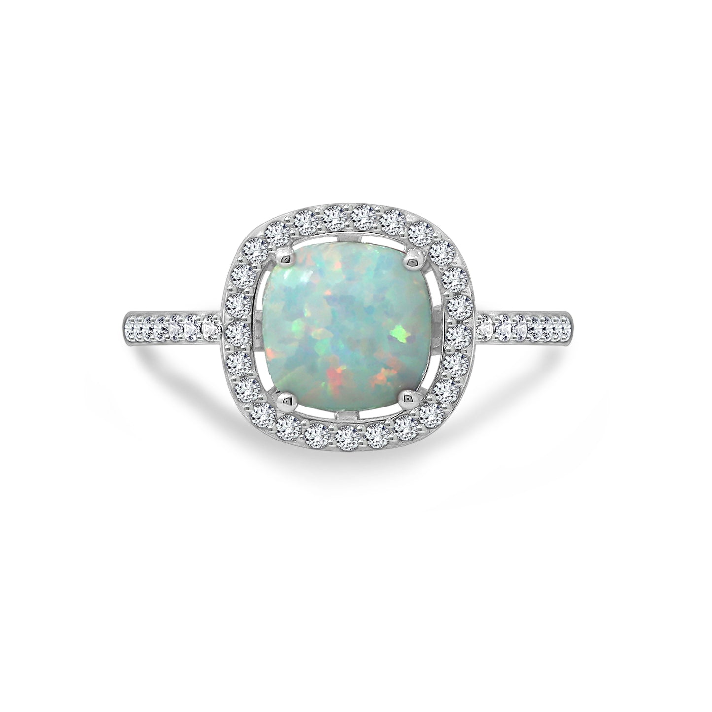 Opal Cushion Halo Ring
