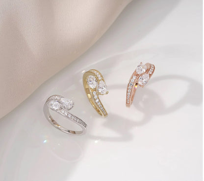 2.10 cttw Pear and Kite Cut Bypass Ring