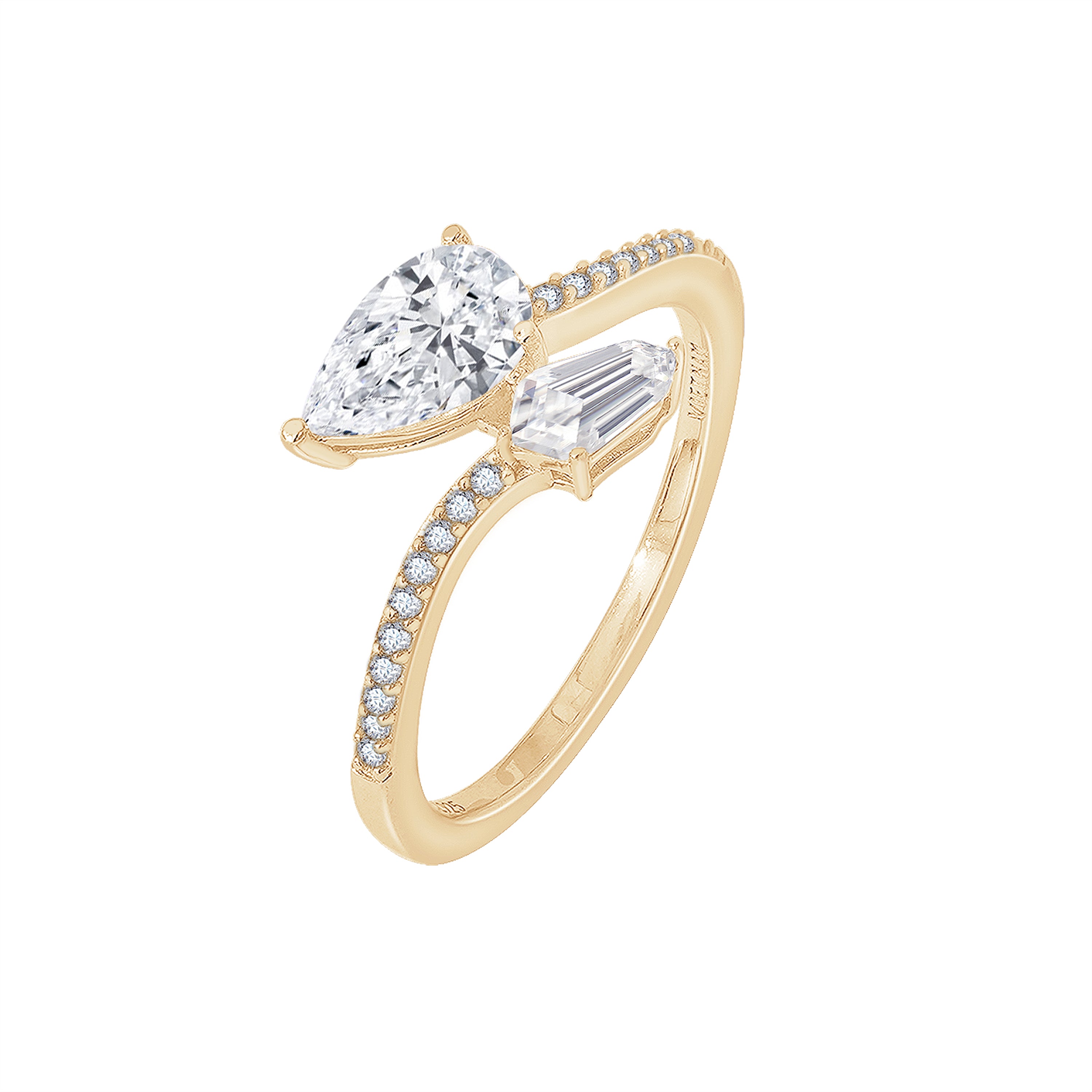 2.10 cttw Pear and Kite Cut Bypass Ring