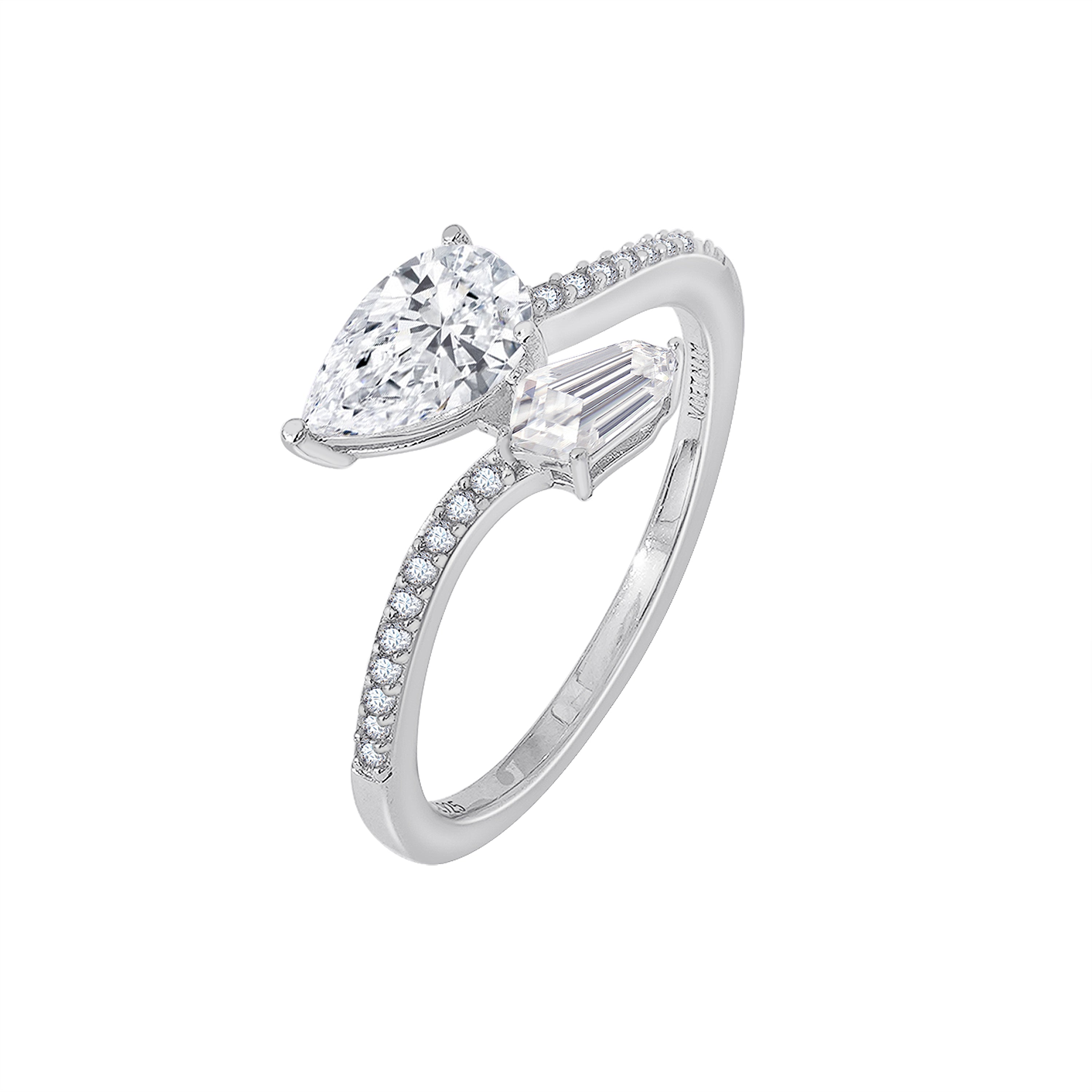 2.10 cttw Pear and Kite Cut Bypass Ring