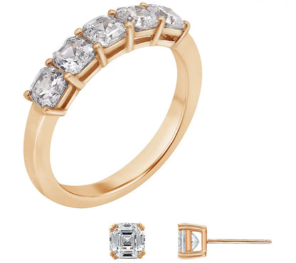 Asscher-Cut Band Ring & Earrings Set
