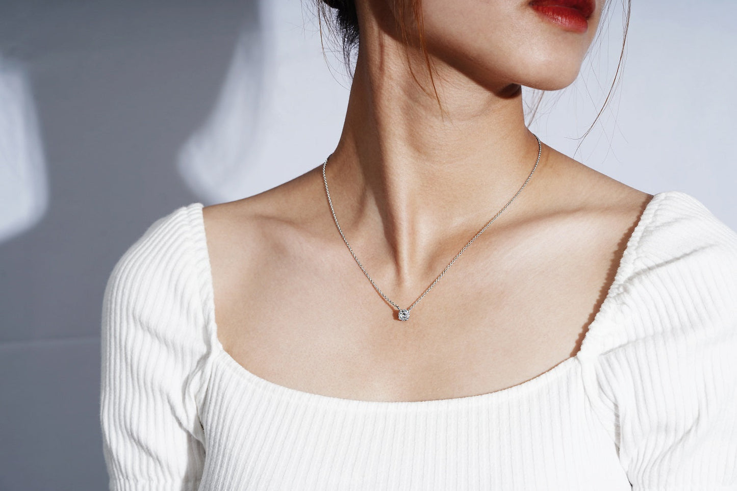 Sterling 1.00 cttw Round Solitare Necklace JEP17604