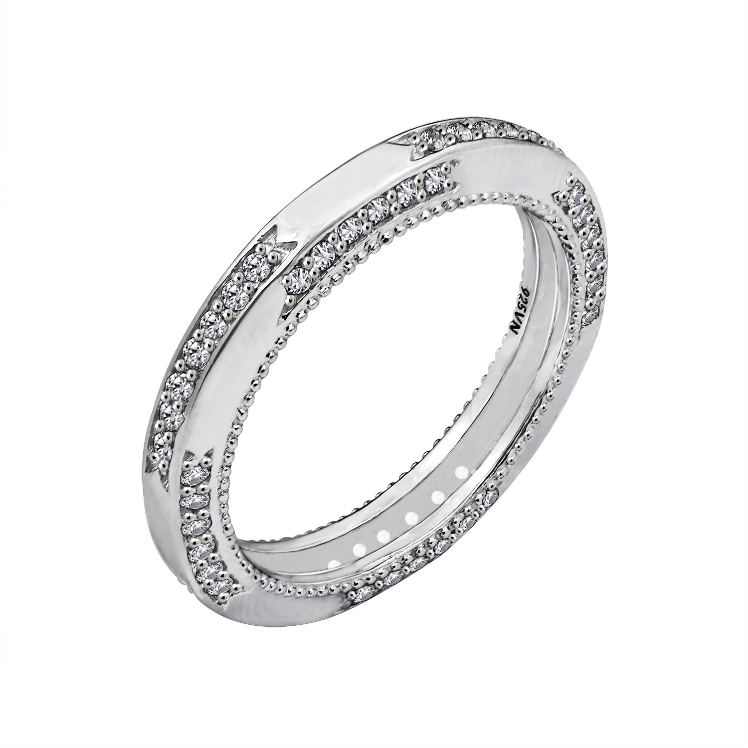 Sterling Silver & Cubic Zirconia Pave Eternity Band Ring R15439