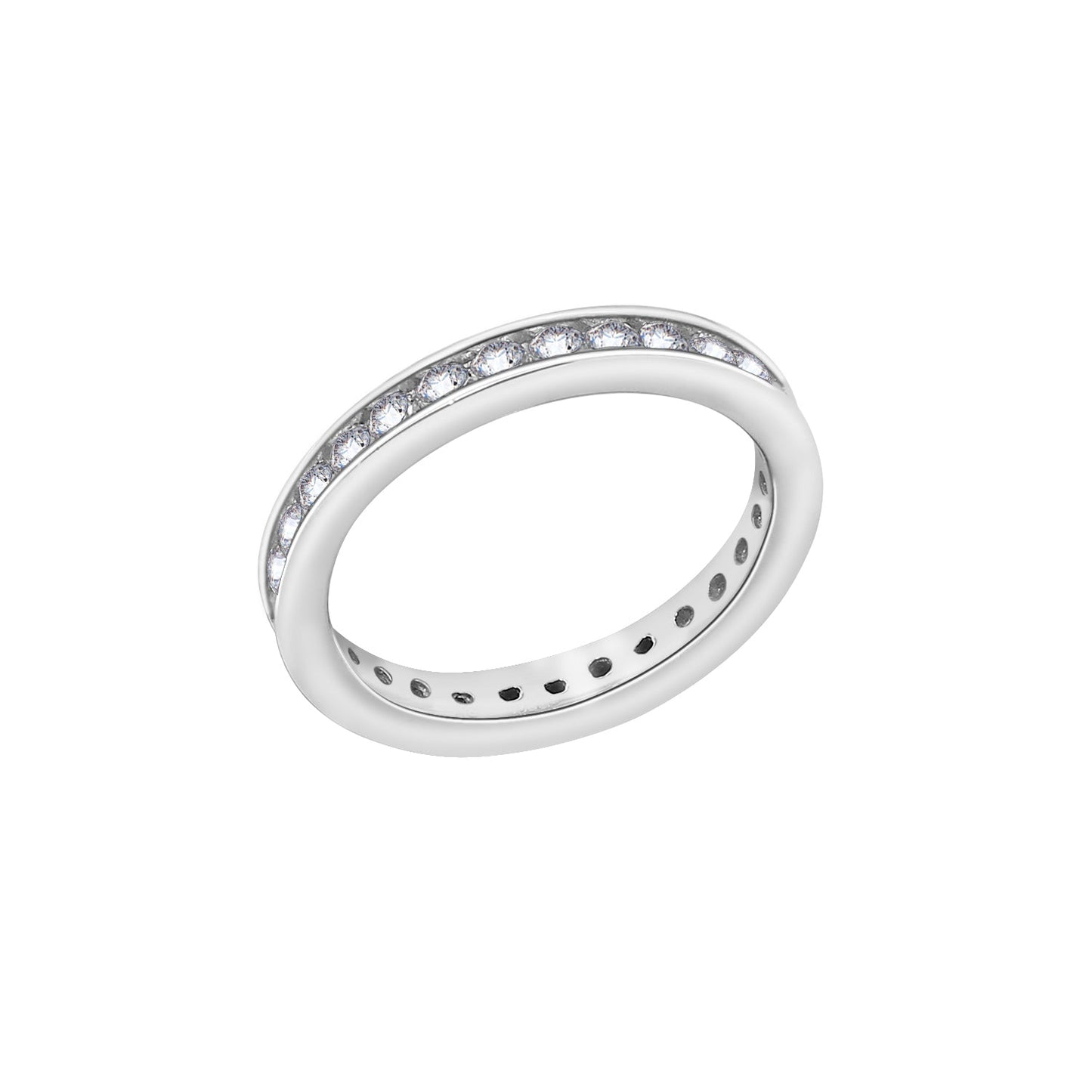 Sterling Silver Channel Round Cut Half Band Ring R15992