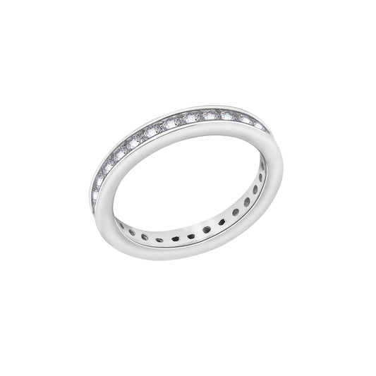 Sterling Silver Channel Round Cut Half Band Ring R15992