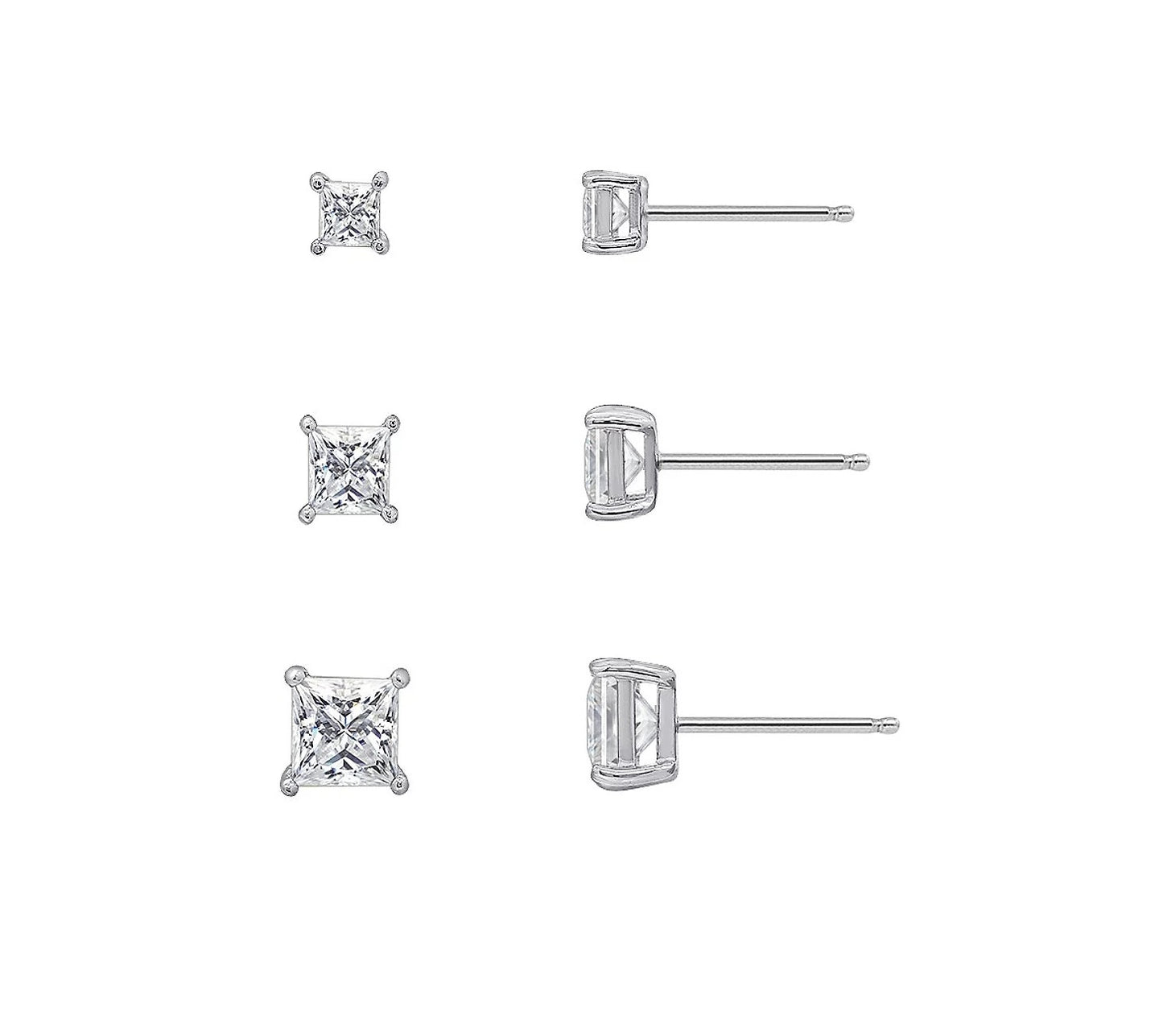 Princess Cut 1.30 cttw Solitaire Stud Earrings Set