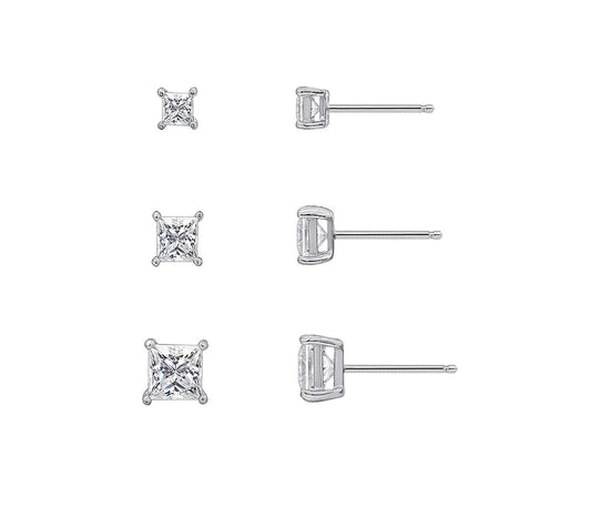 Princess Cut 1.30 cttw Solitaire Stud Earrings Set