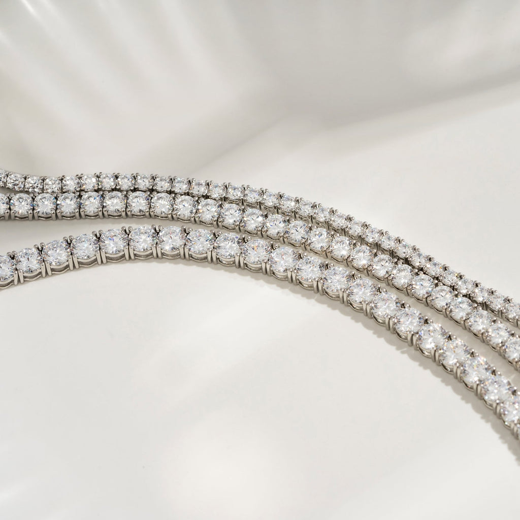 Choice Of 3mm 4mm 5mm Round Tennis Necklace, Silver JEN27295