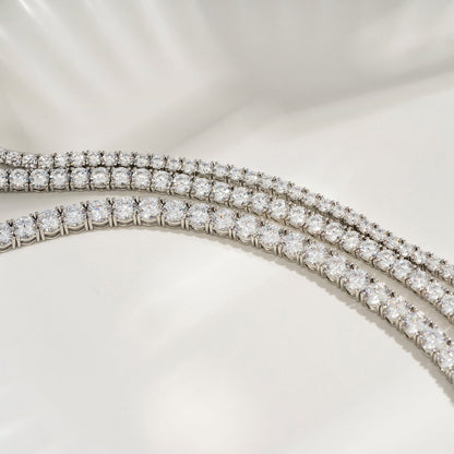 Choice Of 3mm 4mm 5mm Round Tennis Necklace, Silver JEN27295