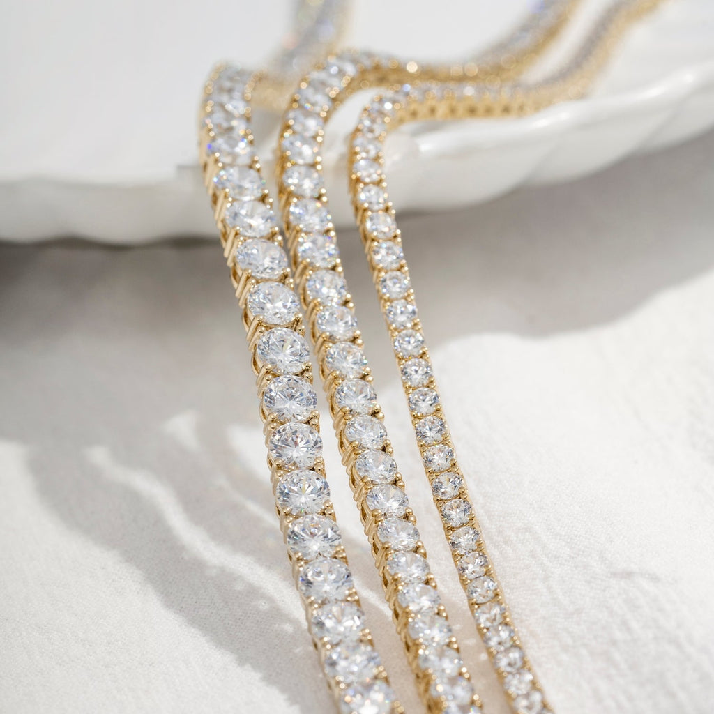 Choice Of 3mm 4mm 5mm Round Tennis Necklace, Silver JEN27295