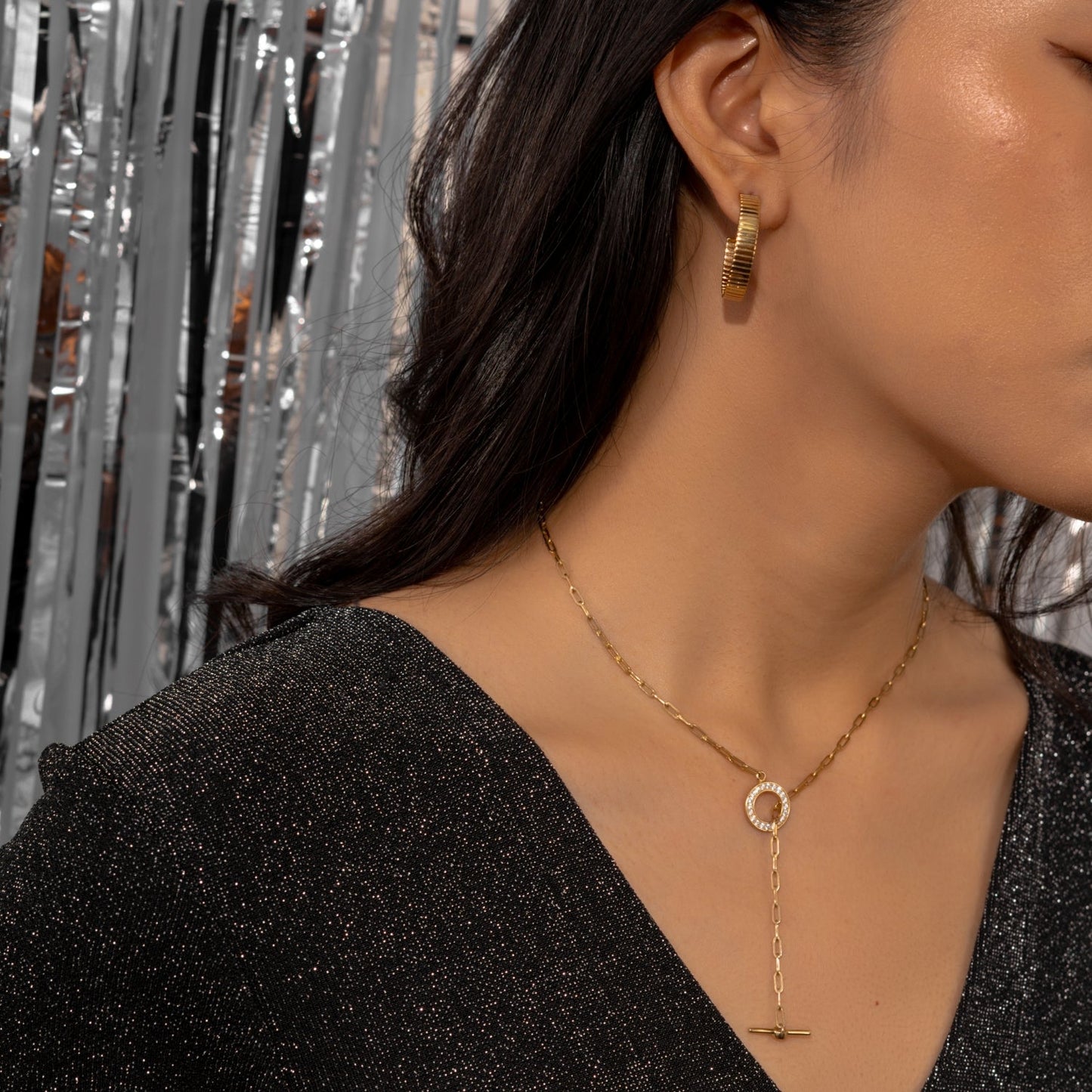 Paper Clip Chain Toggle Necklace