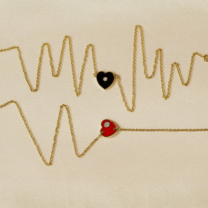 Enamel Heart Pendant Necklace