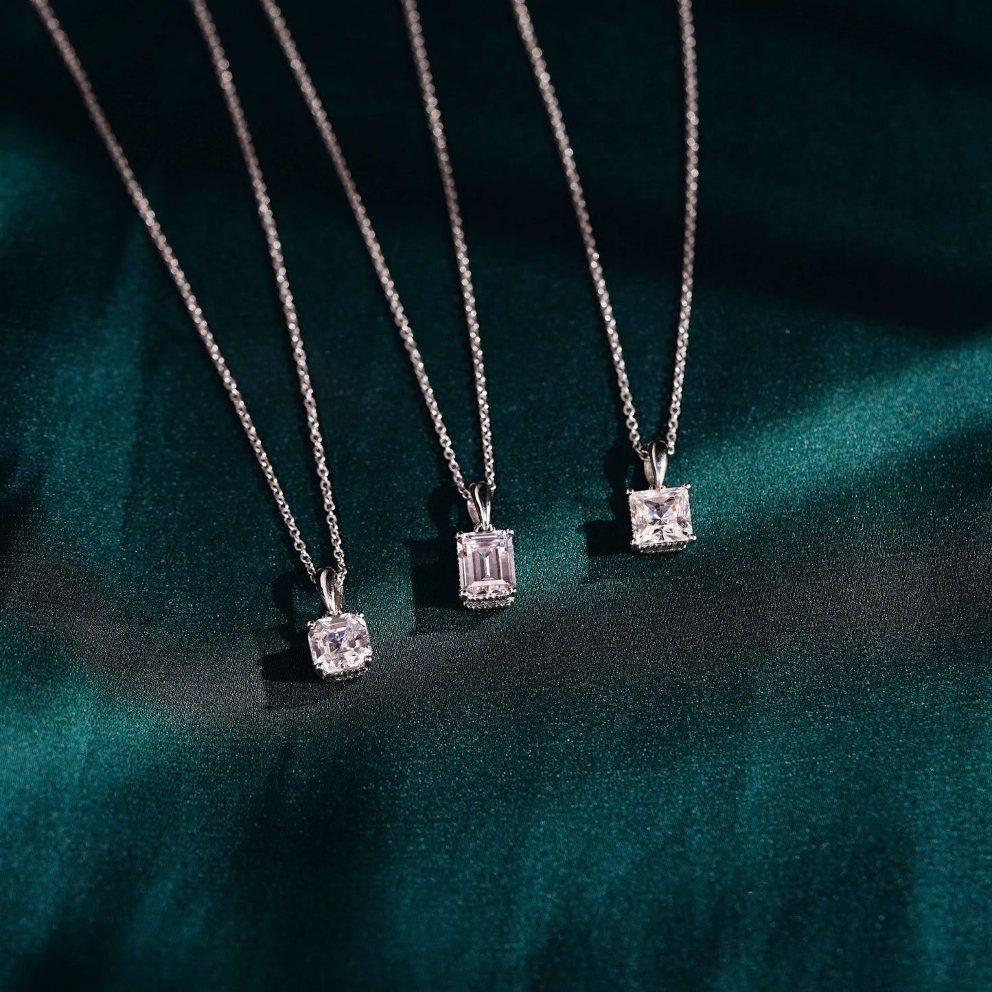 Solitaire Asscher Cut with Fancy Gallery Pendant Necklace