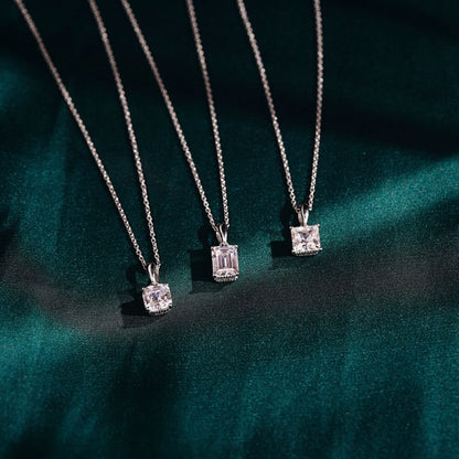 Solitaire Asscher Cut with Fancy Gallery Pendant Necklace